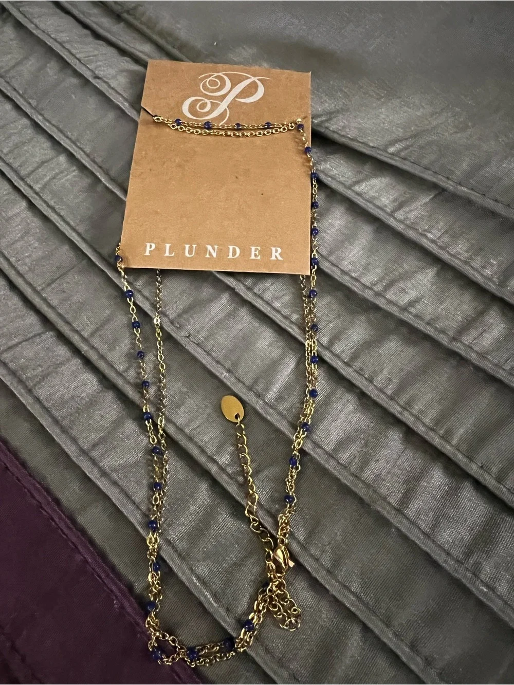 Plunder Layered Necklace, Blue Earrings, and matching bracelet